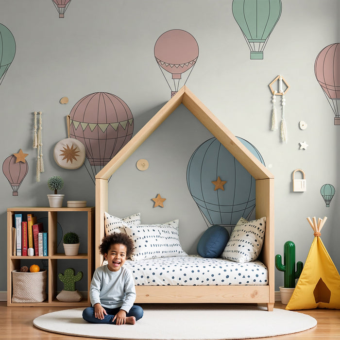 Papier de parede izby pre bábätká | Farebné balóniky na jemnom pozadí