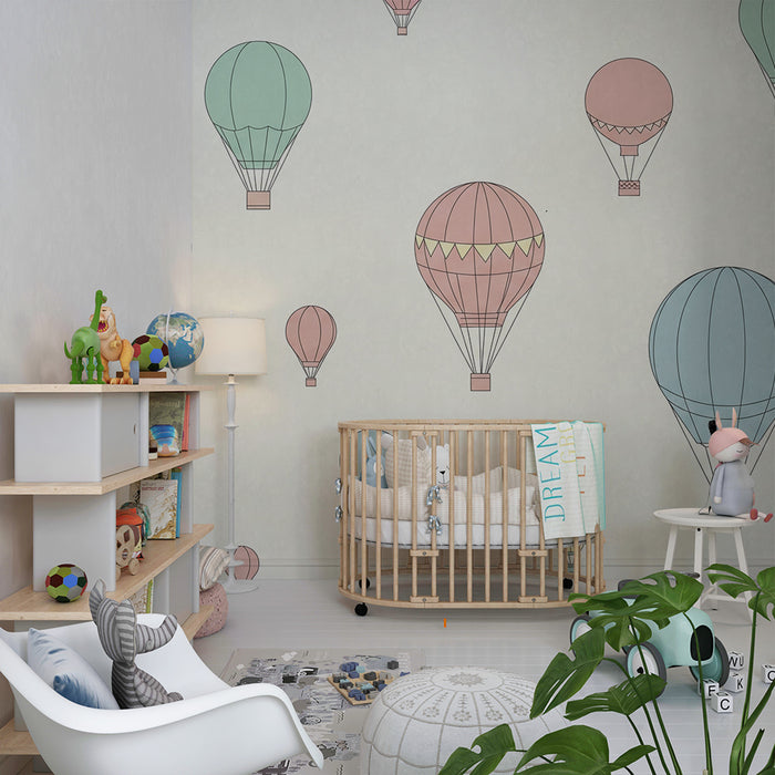 Papier de parede izby pre bábätká | Farebné balóniky na jemnom pozadí