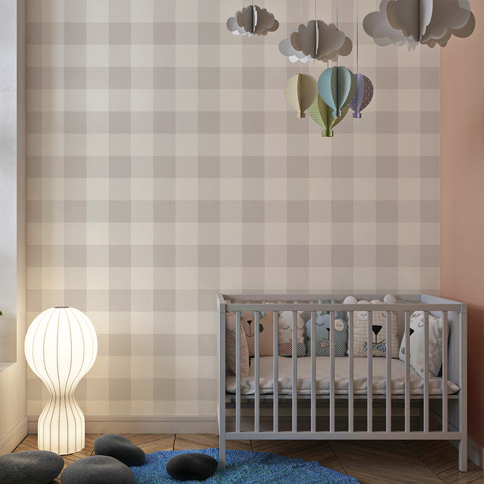 Papier de parede izba pre bábätká | Jemný šachový vzor v béžovej a krémovej farbe