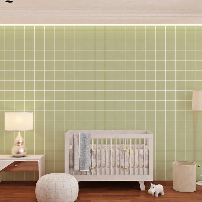 Papier de parede izba bábätka | Jemný šachový vzor v pastelovej zelenej