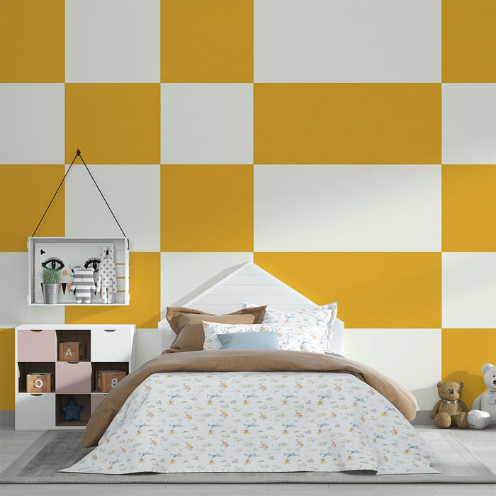 Baby nursery wallpaper | Yellow and white checkered pattern for a cheerful vibe