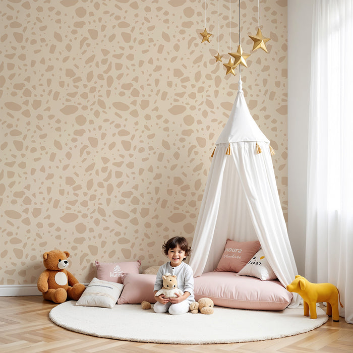 Papier peint chambre bébé | Motif abstrait de formes organiques en tons doux
