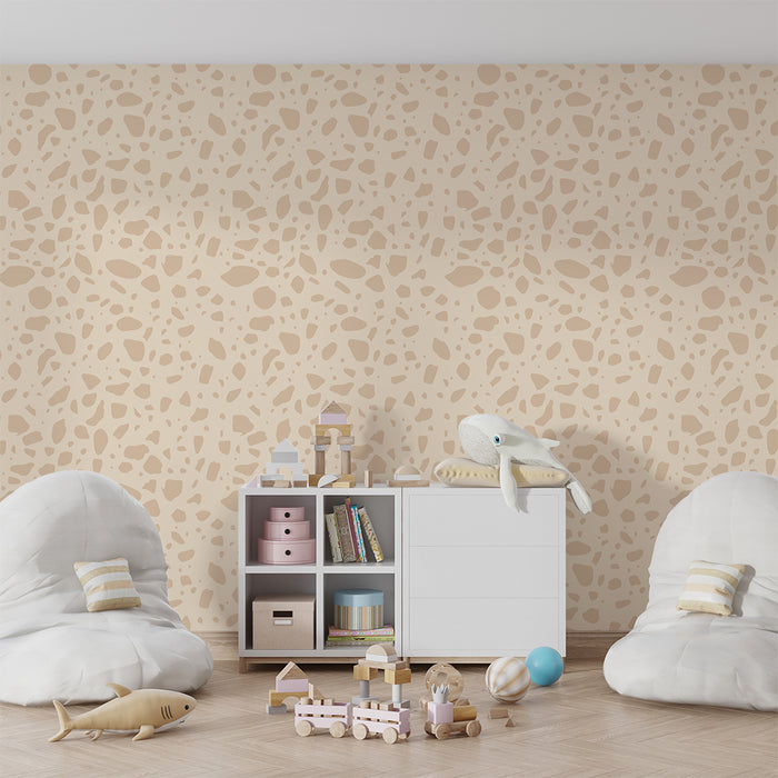 Papier peint chambre bébé | Motif abstrait de formes organiques en tons doux
