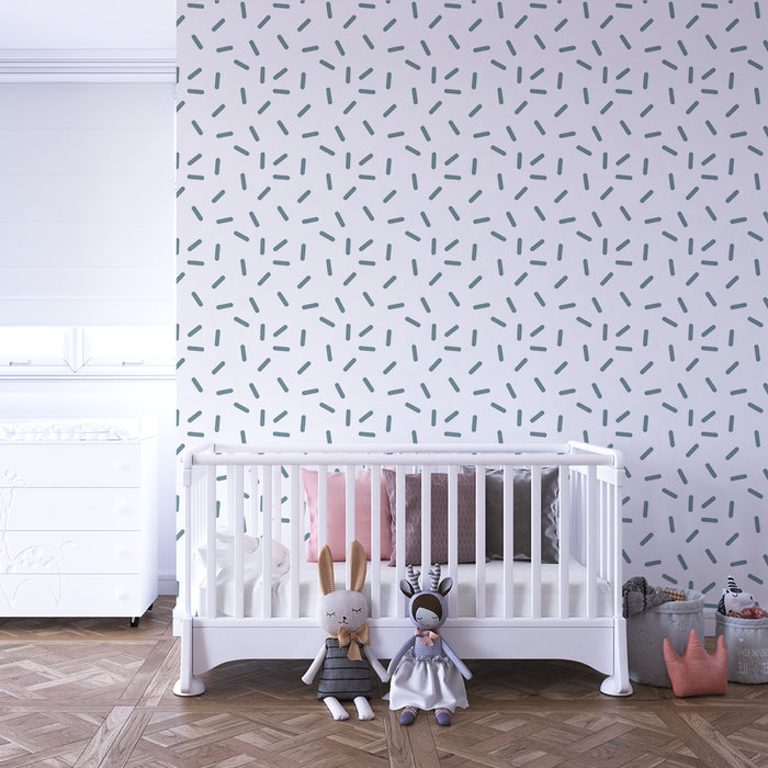 Papel de parede quarto bebê | Motivo abstrato em linhas suaves e leves