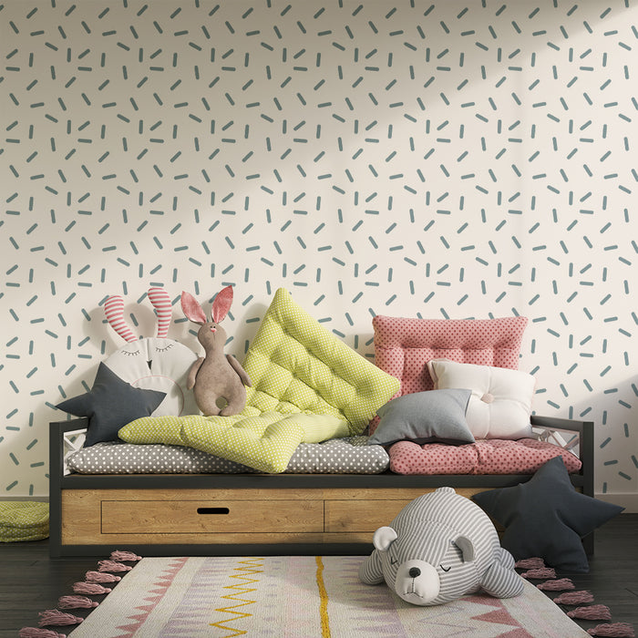 Papel de parede quarto bebê | Motivo abstrato em linhas suaves e leves