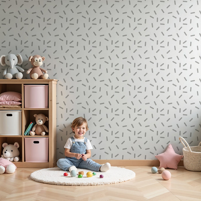 Nursery wallpaper | Abstract gray lines on white background