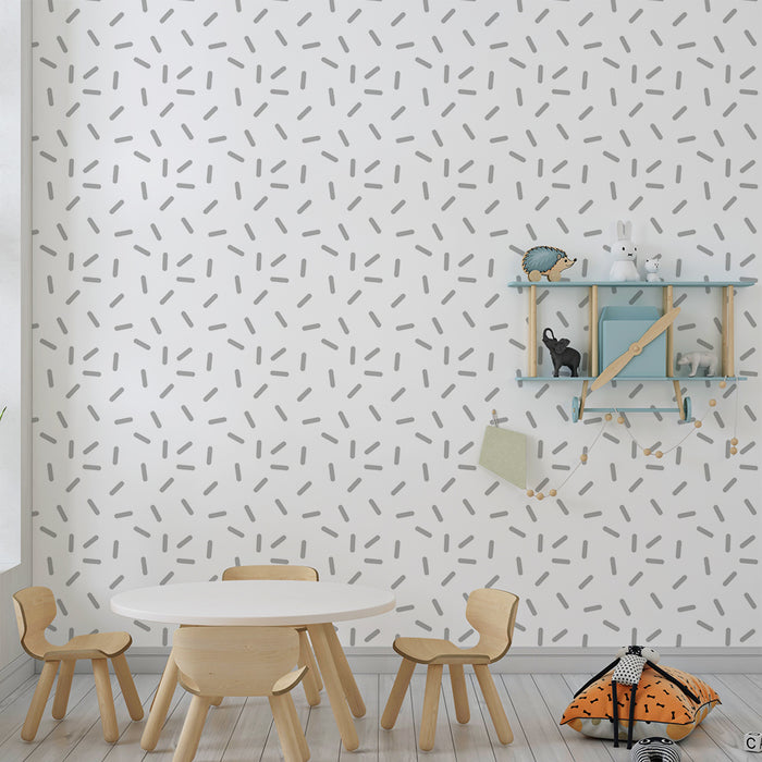 Nursery wallpaper | Abstract gray lines on white background