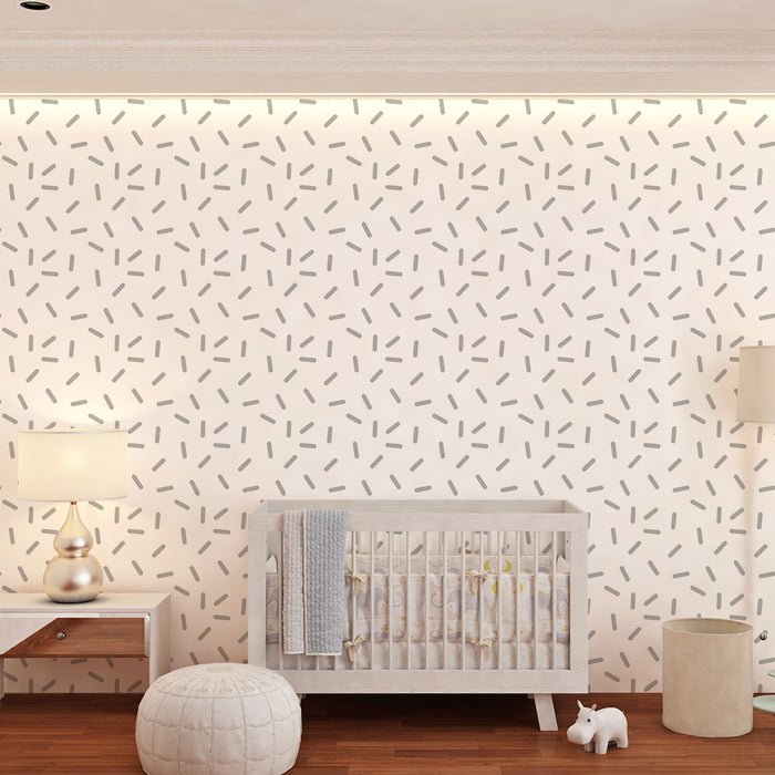 Nursery wallpaper | Abstract gray lines on white background