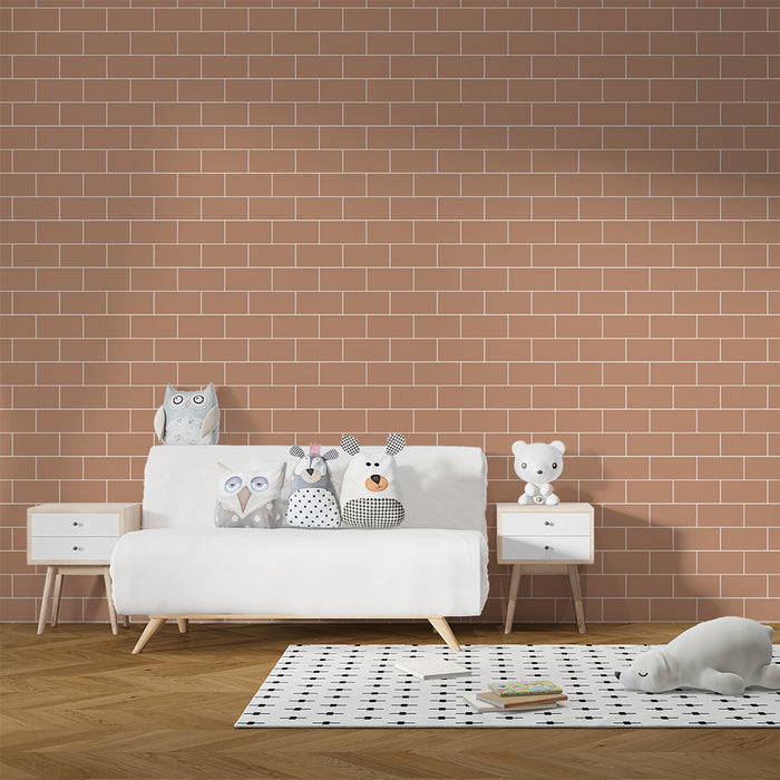 Baby room wallpaper | Soft and warm terracotta brick pattern