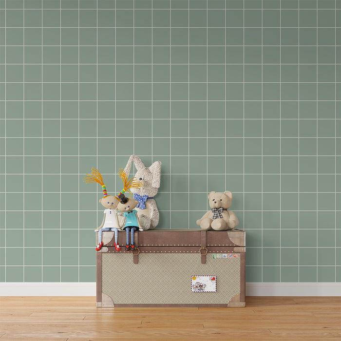 Papier de parede izba pre bábätko | Jemný vzor mäkkých štvorcov v mätovej zelene