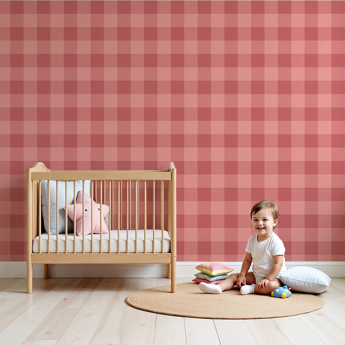 Babykamer behang | Zachte en warme roze tegelmotief