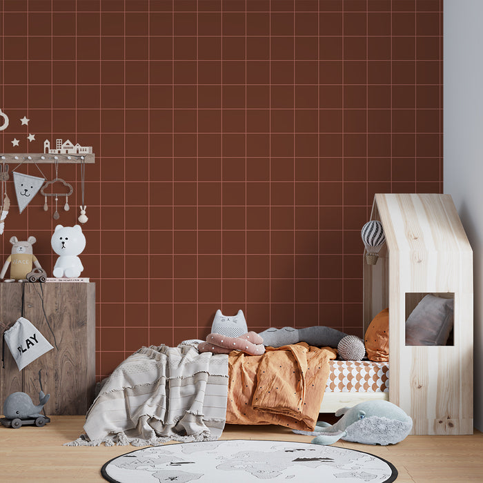 Babykamer behang | Warm terracotta tegelpatroon
