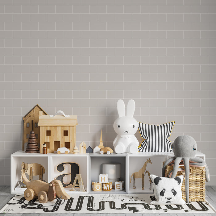 Baby room wallpaper | Soft white brick pattern