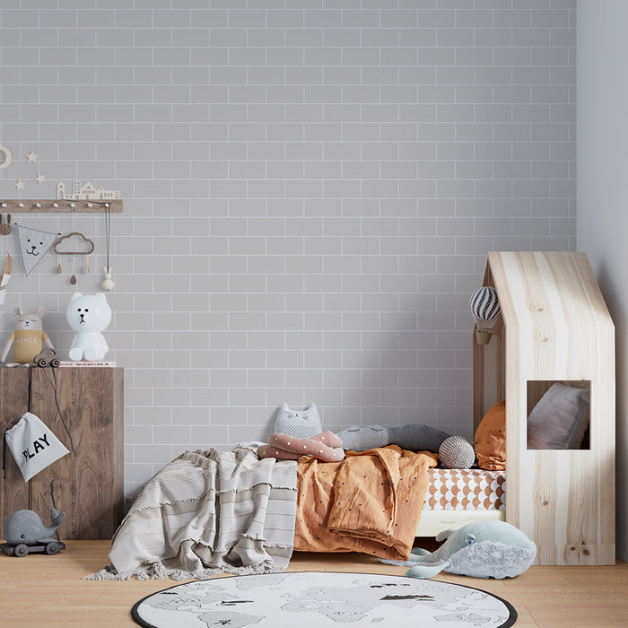 Baby room wallpaper | Soft white brick pattern
