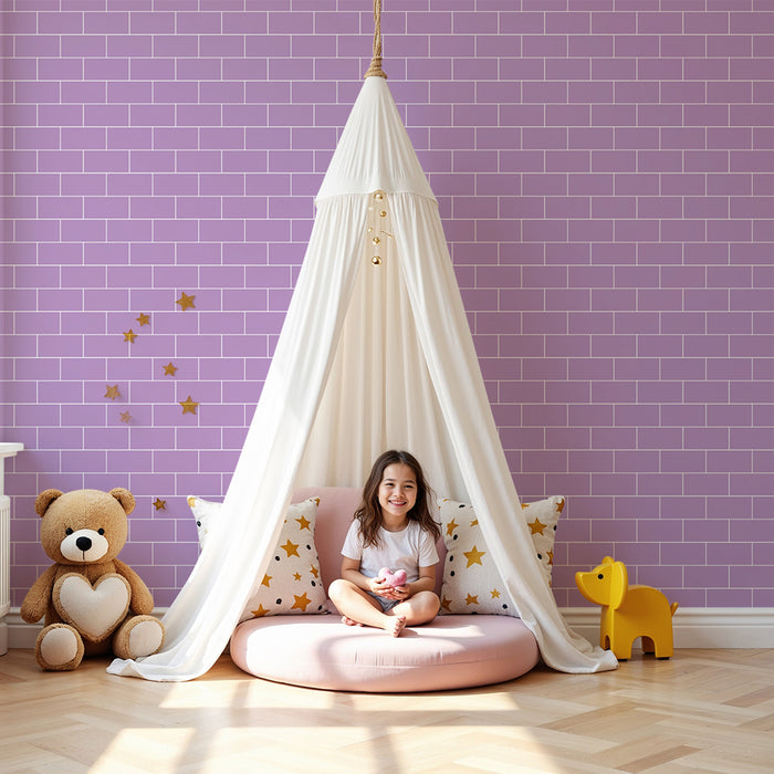 Nursery wallpaper | Delicate purple brick pattern