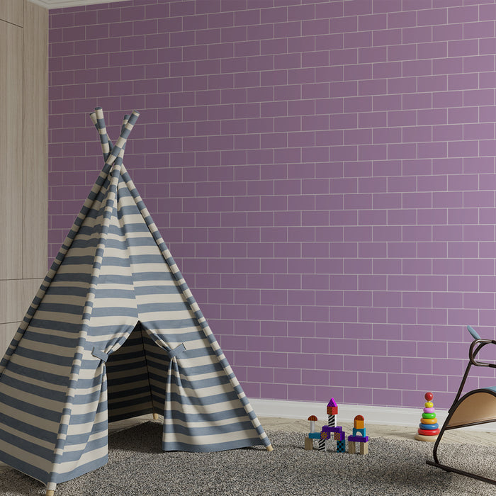 Nursery wallpaper | Delicate purple brick pattern