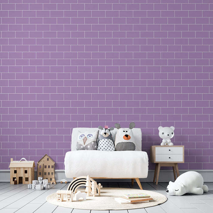 Nursery wallpaper | Delicate purple brick pattern