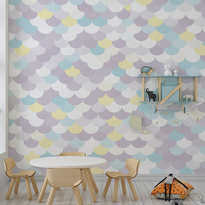 Papel pintado para habitación infantil | Diseño de olas en tonos pastel suaves