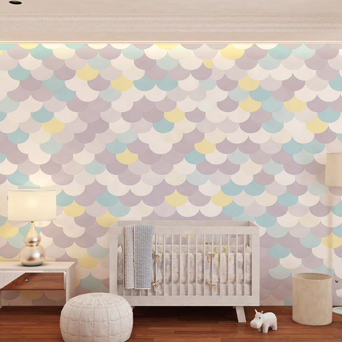 Papel pintado para habitación infantil | Diseño de olas en tonos pastel suaves