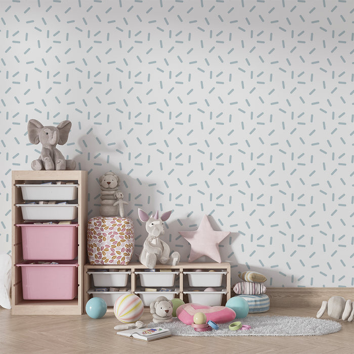 Nursery room wallpaper | Delicate pattern of abstract lines in light blue