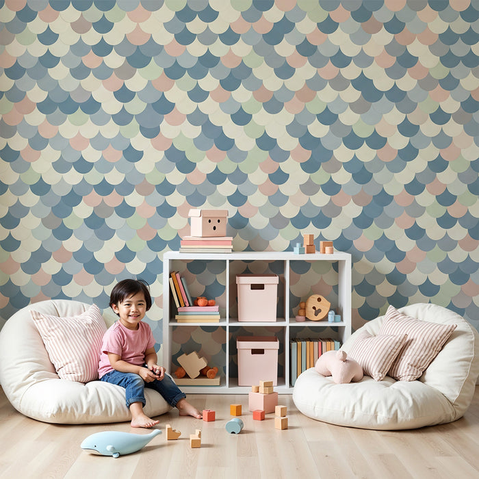 Baby room wallpaper | Pastel scale pattern for a soft and gentle feel