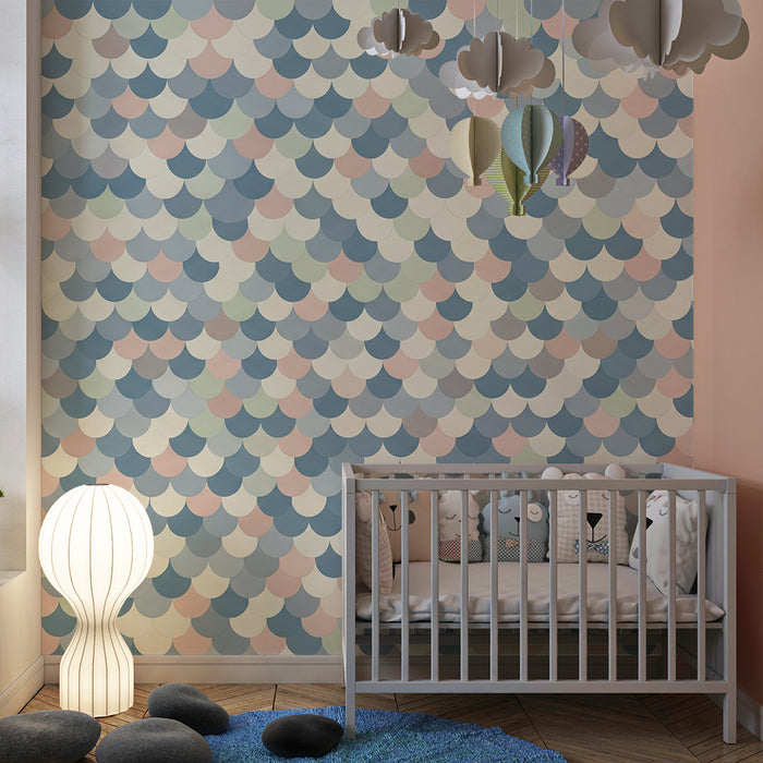 Baby room wallpaper | Pastel scale pattern for a soft and gentle feel