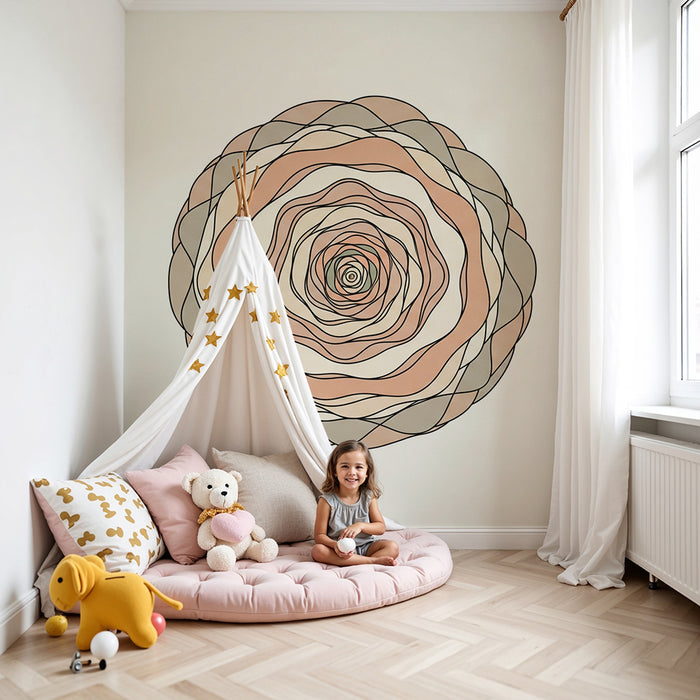 Papel pintado para habitación infantil | Diseño floral abstracto en tonos suaves