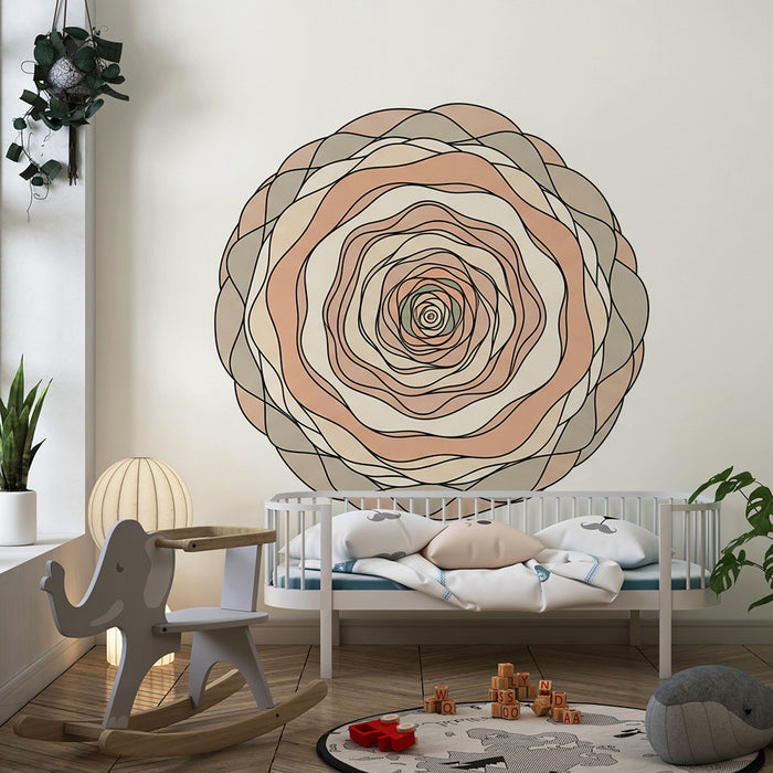 Papel pintado para habitación infantil | Diseño floral abstracto en tonos suaves