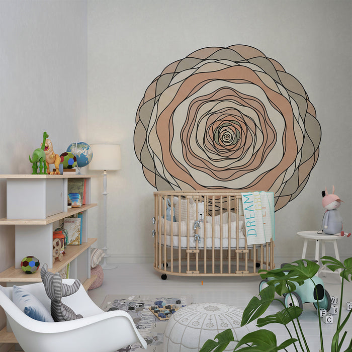 Papel pintado para habitación infantil | Diseño floral abstracto en tonos suaves