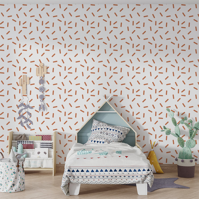 Baby's room wallpaper | Geometric terracotta pattern on white background