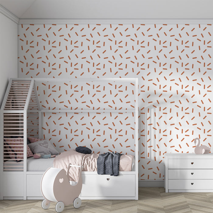 Baby's room wallpaper | Geometric terracotta pattern on white background