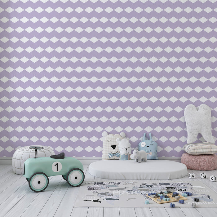 Paberi tapeet beebi tuba | Õrn lilla ja valge rombimuster