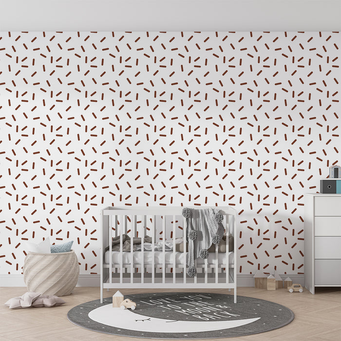 Papel de parede quarto bebê | Igračiv motiv rjavih palčk na beli podlagi