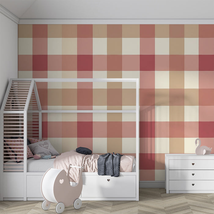 **Tapete fürs Babyzimmer | Sanftes Vichy-Muster in Beige und Rosa**