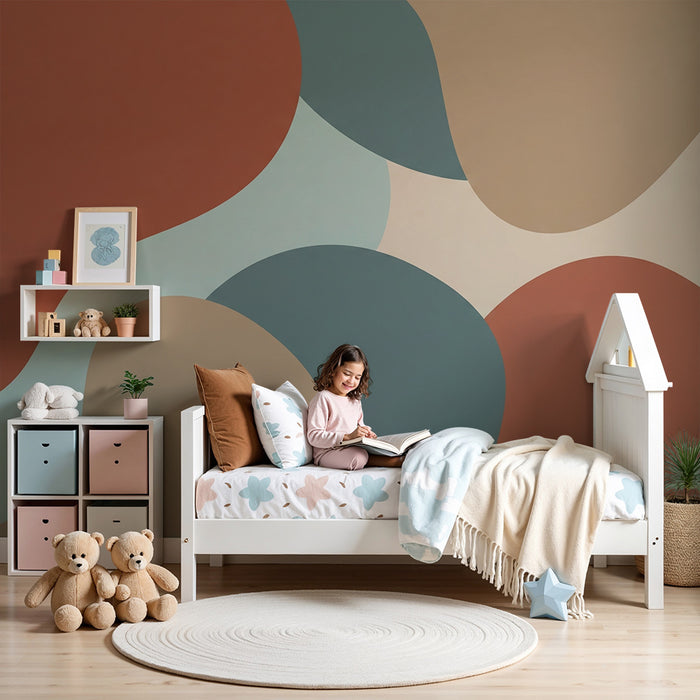 Tapet barnerom | Abstrakte mønstre i myke og varme farger