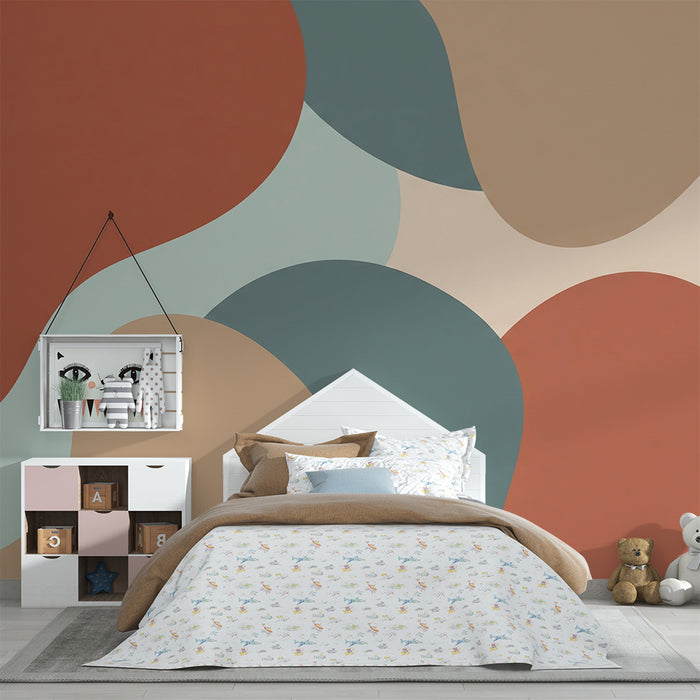Tapet barnerom | Abstrakte mønstre i myke og varme farger