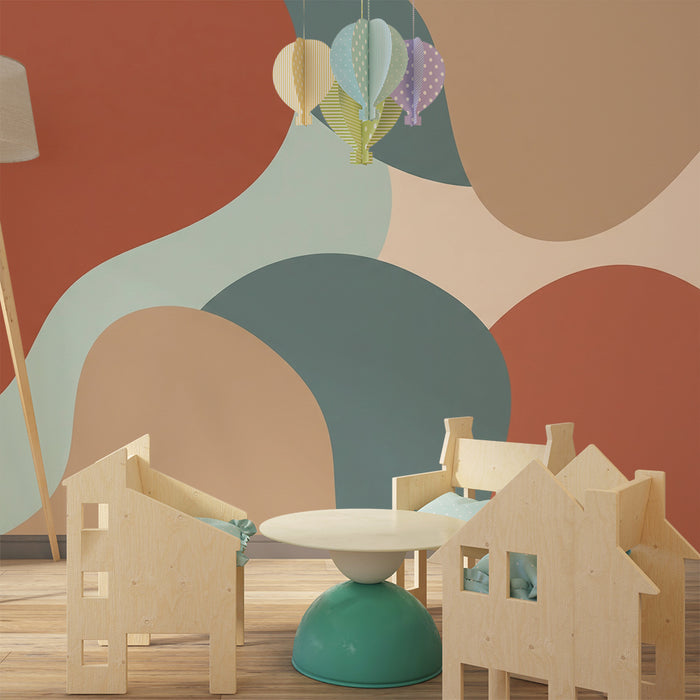 Tapet barnerom | Abstrakte mønstre i myke og varme farger