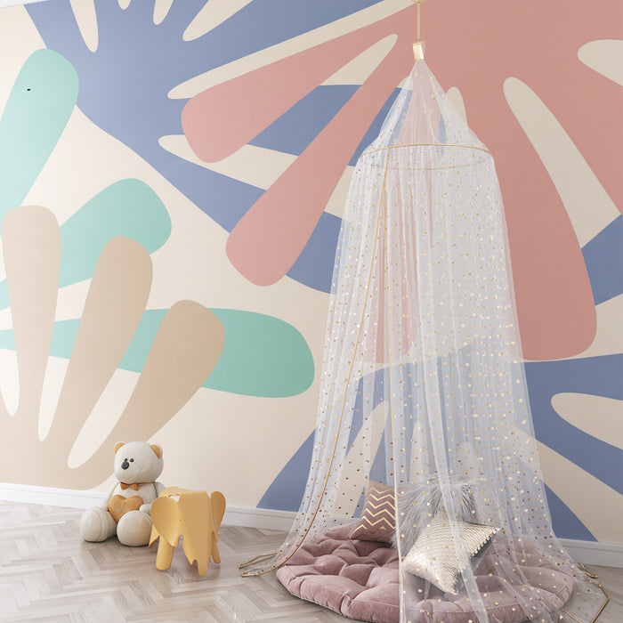 Papel de parede quarto bebê | Πολύχρωμα αφηρημένα μοτίβα με οργανικά σχήματα