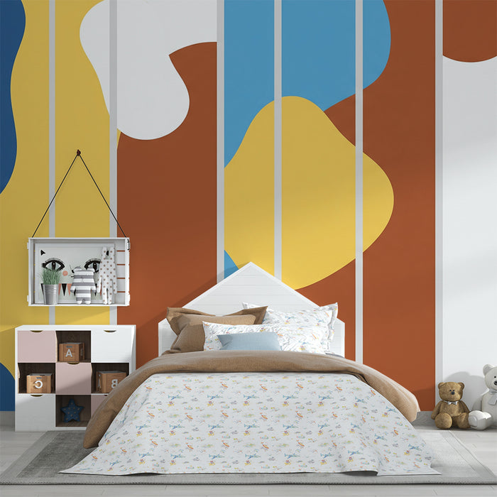 Lastenhuoneen tapetti | Värikkäät abstraktit kuviot orgaanisilla muodoilla