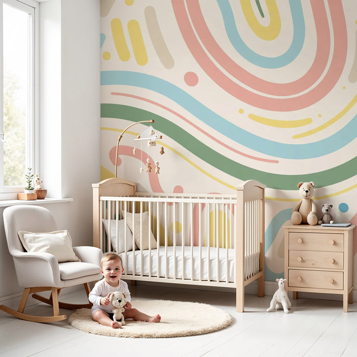 Tapet pentru camera de copii | Modele abstracte colorate și ludice pentru a trezi imaginația