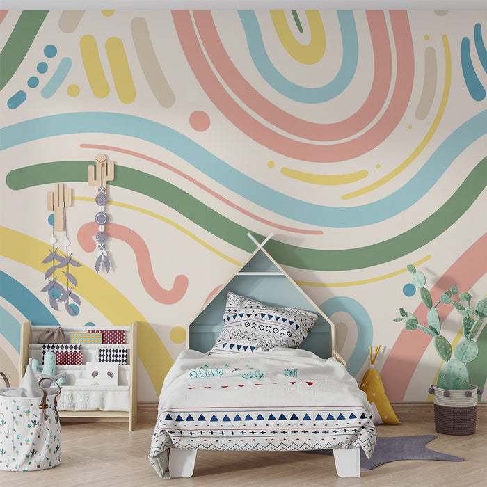 Tapet pentru camera de copii | Modele abstracte colorate și ludice pentru a trezi imaginația
