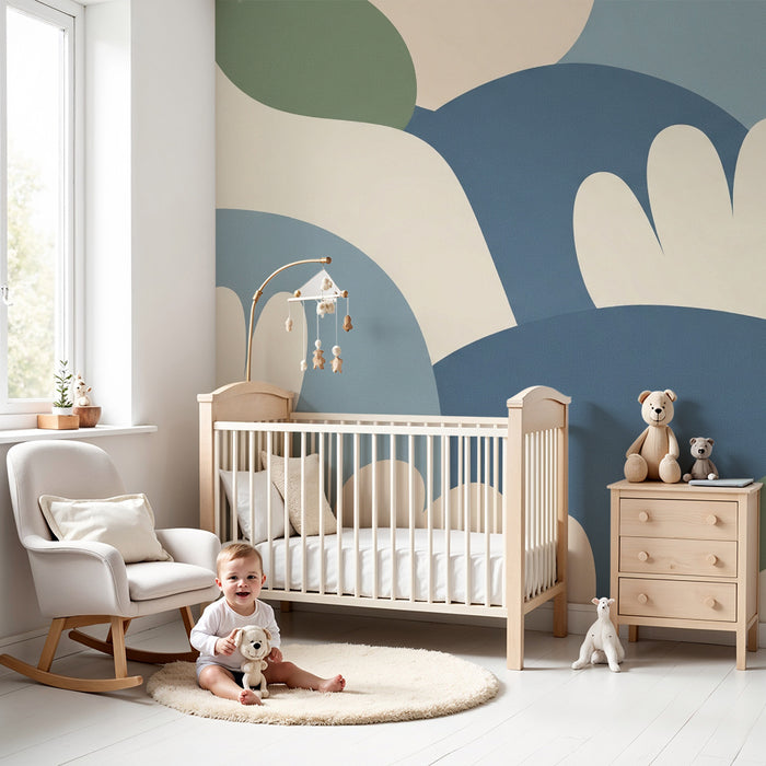 Tapet camera bebeluși | Modele abstracte de forme moi și culori liniștitoare