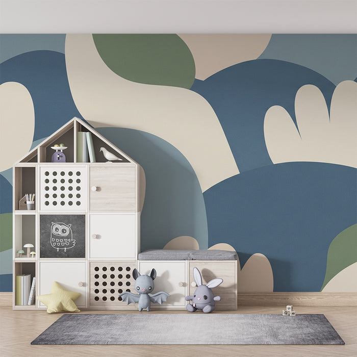 Tapet camera bebeluși | Modele abstracte de forme moi și culori liniștitoare