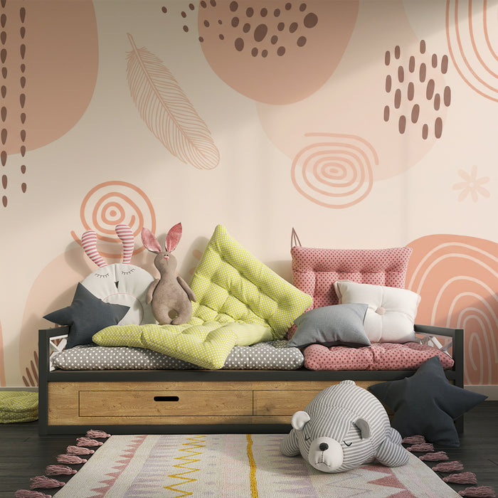 Tapet camera bebeluși | Modele abstracte delicate cu forme organice și elemente naturale