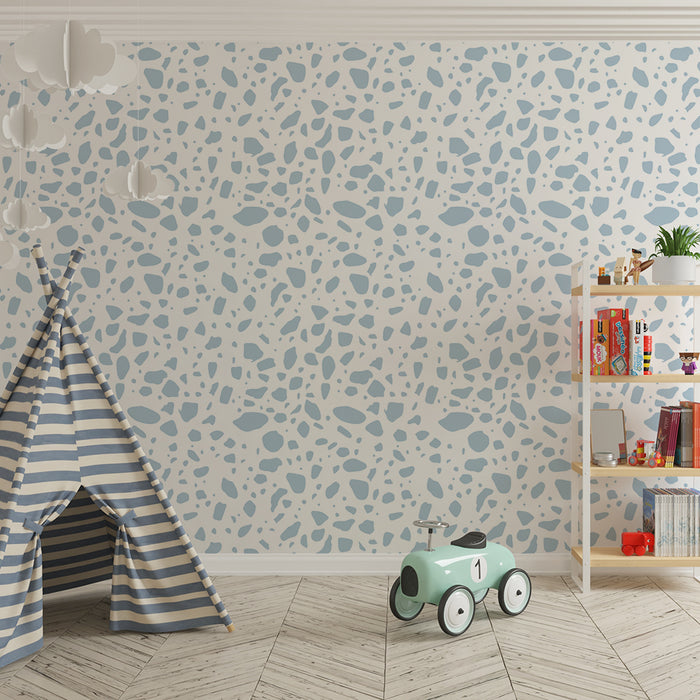 Nursery room wallpaper | Abstract patterns in light blue on a white background