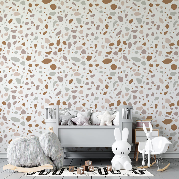 Babykamer behang | Abstracte motieven in zachte, natuurlijke tinten
