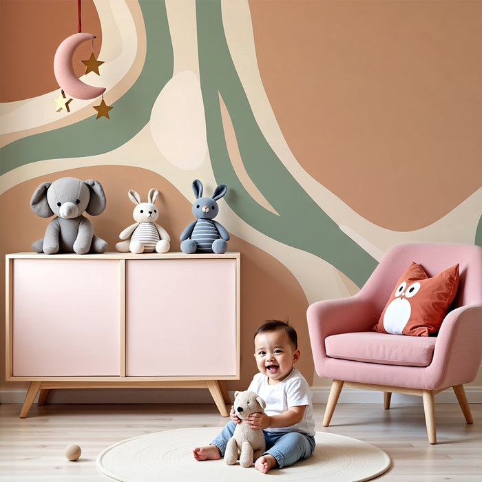 Tapety dla dzieci | Abstrakcyjne wzory w ziemiastych i delikatnych tonacjach