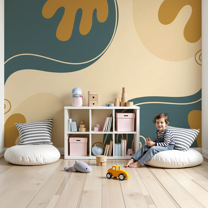 Papier de parede dječje sobe | Apstraktni uzorci i organski oblici u nježnim tonovima
