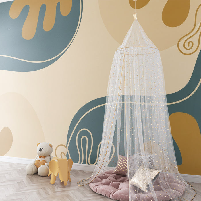 Papier de parede dječje sobe | Apstraktni uzorci i organski oblici u nježnim tonovima