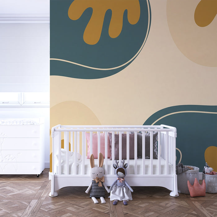 Papier de parede dječje sobe | Apstraktni uzorci i organski oblici u nježnim tonovima